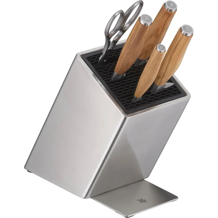 WMF Messerblock Grand Wood (6tlg), 6-teilig, Olivenholzgriffe, Spezialklingenstahl, perfekt ausbalanciert