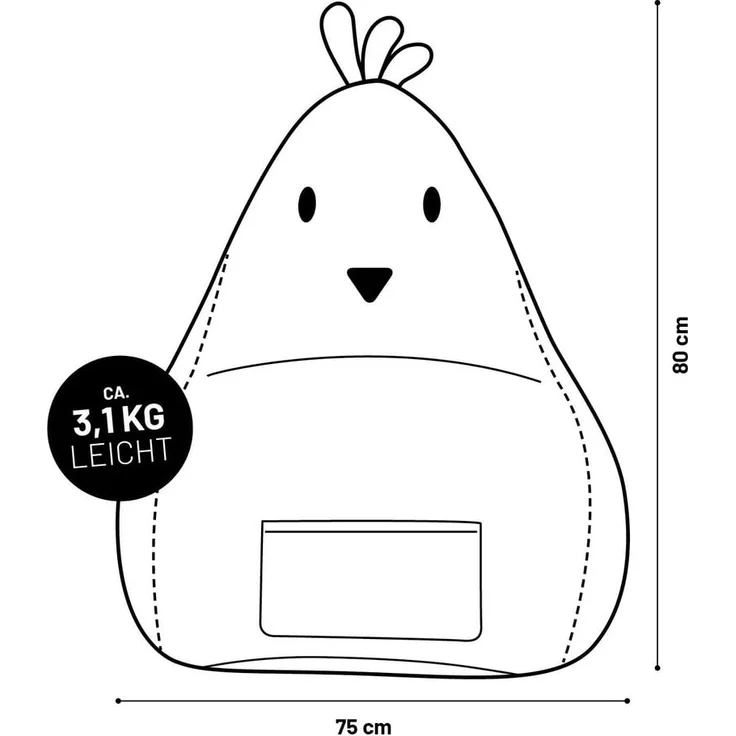 LUMALAND 'Animal Line Chicken' Kindersitzsack, indoor & outdoor, Polyester grün, 200 l – Bild 9