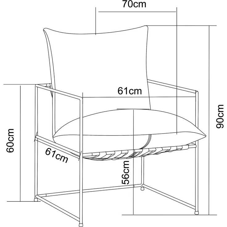 Sessel Utsjoki 90x61x70 cm Schwarz/Dunkelgrau [en. casa] – Bild 3