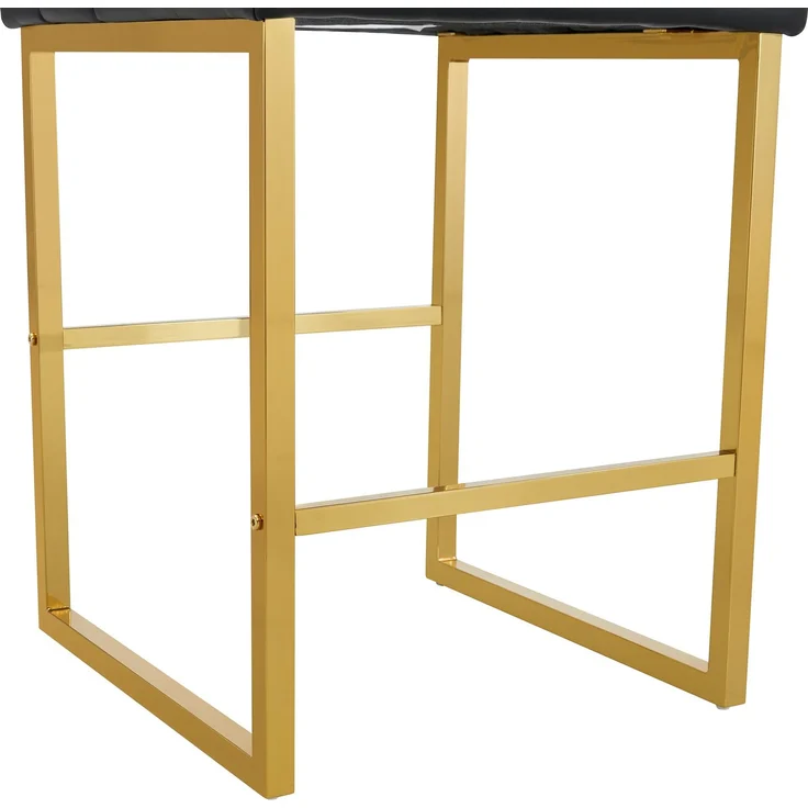2 Sätze schwarze Barstühle im nordischen Stil, quadratisches Design, goldene Metallbeine, leichtes und bequemes Set. Erfüllen Sie Ihre vielfältigen Produktbedürfnisse.--Schwarz + Gold--91.4x53.3x48cm--YOUDENOVA – Bild 6