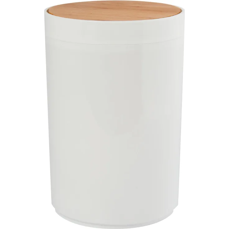 MSV Bad Serie "OSLO" Design Kosmetikeimer Bad Treteimer Abfalleimer Papierkorb Mülleimer 6 Liter (ØxH): ca. 18x26,3 cm weiß Bambus