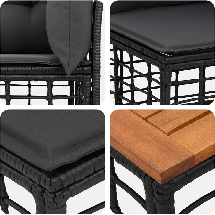 vidaXL Outdoor-Sofagarnitur 6 pcs Schwarz und Dunkelgrau Polyester 3437475 – Bild 8