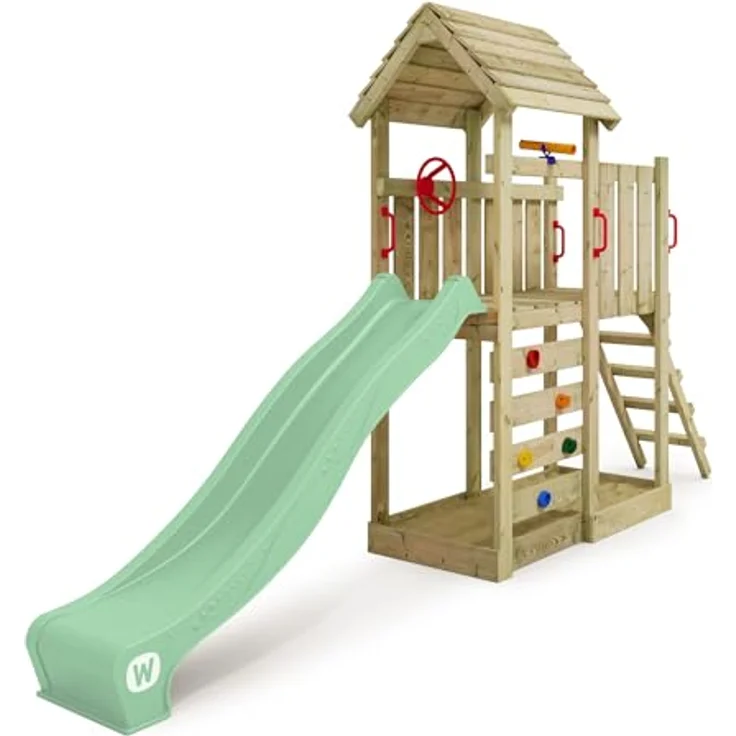 Wickey Spielturm JoyFlyer, Garten-Klettergerüst mit Wellenrutsche, Sandkasten und Kletterwand, 10 Jahre Garantie* – Bild 1