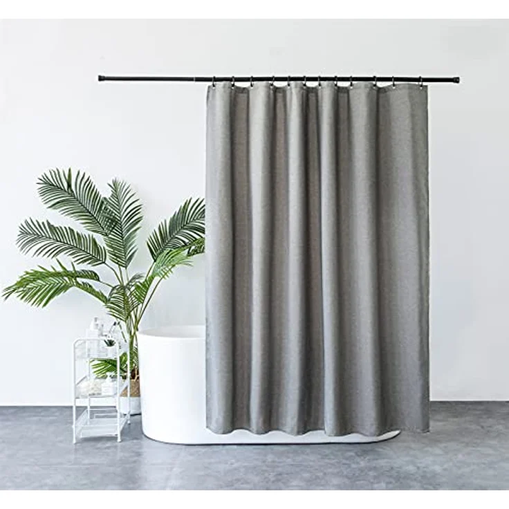 M&W DAS DESIGN Duschvorhang Shower curtains Anti schimmel Waschbar Mit gewicht Schwer Leinen grau Breite 180 cm – Bild 2