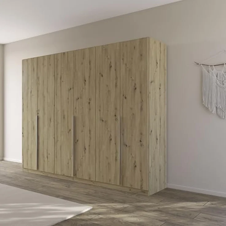 Rauch Möbel Alabama, Kleiderschrank für Schlafzimmer, Kinderzimmer, Wohnzimmer, Garderobe, Flur, 6-türig, mit Zubehör Premium, Farbe Eiche Artisan, Holz, Breite 271 cm – Bild 2