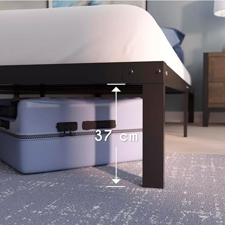 Dreamzie Metallbett 90 x 190 x 36 cm - Bettgestell aus Metall 90x190 cm Bett für Matratze Einzel - Robust, Leichte Montage, Umfangreicher Stauraum - Schwarzer Lattenrost – Bild 6
