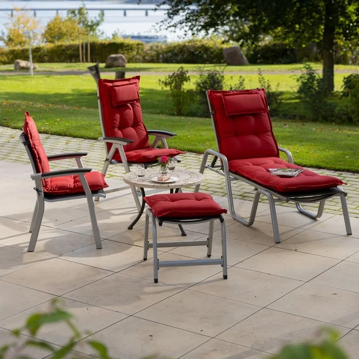 Herlag Hockerauflage Ava, SunGuard - extra dicke Sitzauflage, Rot – Bild 4
