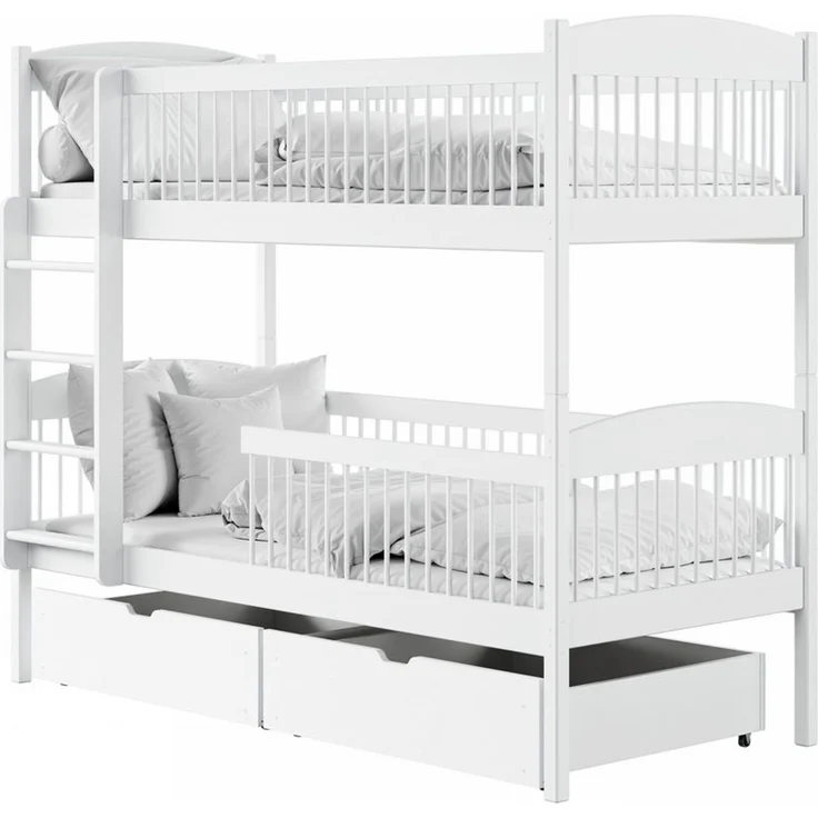 Kids Collective Kinderbett Hochbett Etagenbett 80x180, 90x190, 90x200 cm, mit 2 Schubladen, 90x200 cm von 4. bis 18. Lebensjahr, Weiß – Bild 2