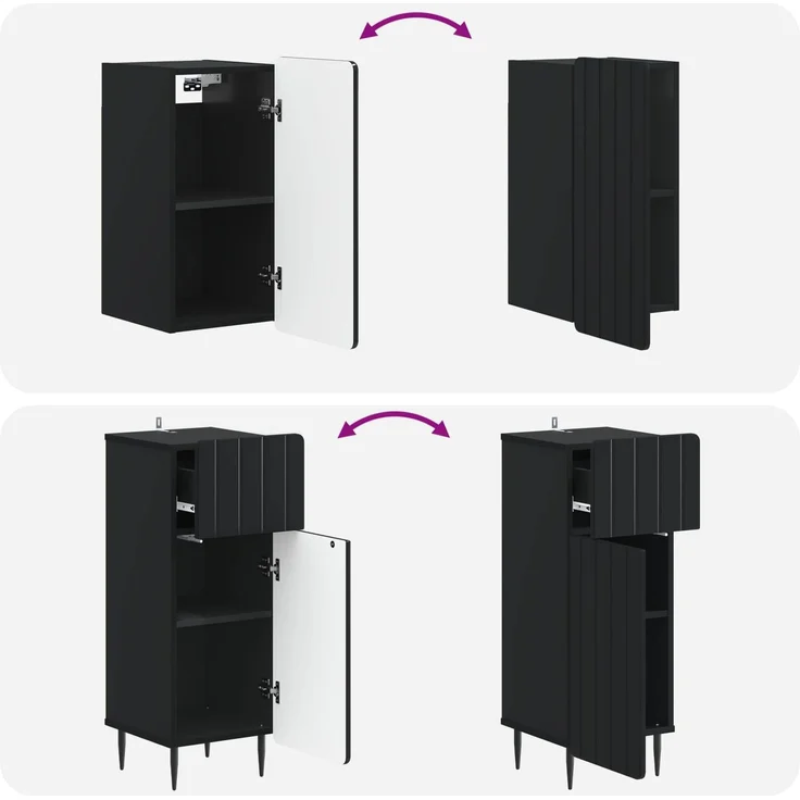 vidaXL 3-teiliges Badezimmer-Schranksystem ZWOLLE Schwarz 3417757 – Bild 8