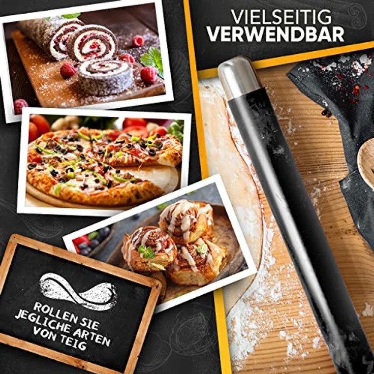 Loco Bird Teigroller aus BPA freiem Silikon Silikon, (Teigrolle mit Antihaftbeschichtung, Nudelholz Silikon ohne Griffe), Backzubehör für Fondant Roller, Pizza, Kuchen, Nudelteig und Mürbeteig – Bild 7