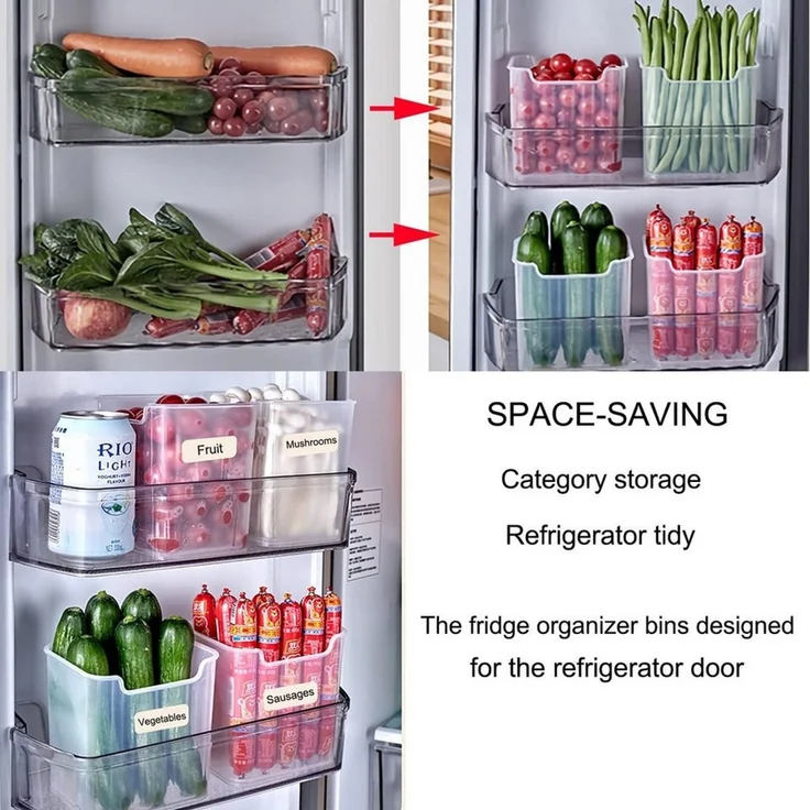 FELIXLEO Küchenorganizer-Set Kühlschrank Organizer Set 6pcs Door Aufbewahrungsbox Küche – Bild 4