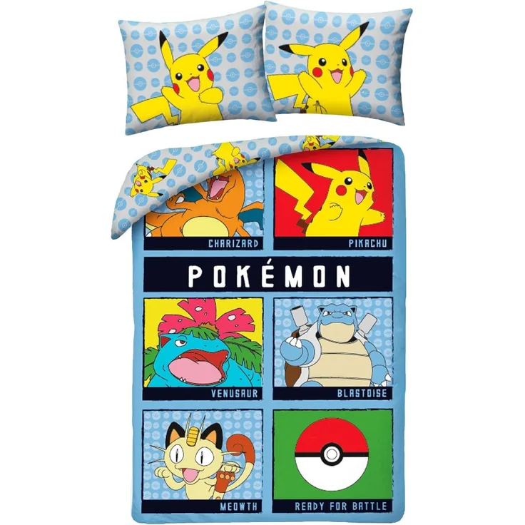 Pokemon Bettwäsche Set aus Baumwolle Bettdeckenbezug 140 × 200 cm mit 70 × 90 cm Kissenbezug