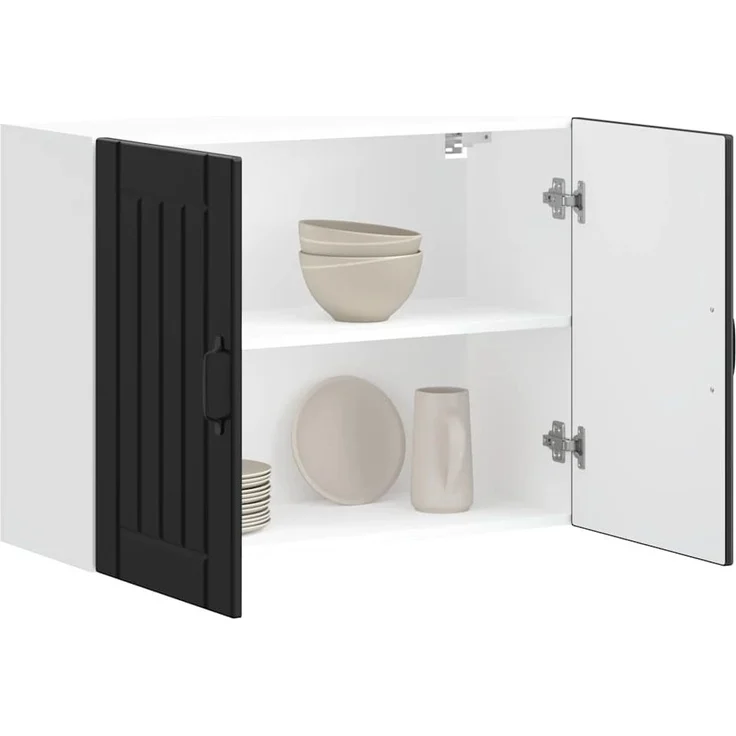 vidaXL Küchen-Hängeschrank Lucca Schwarz Holzwerkstoff 853828 – Bild 7