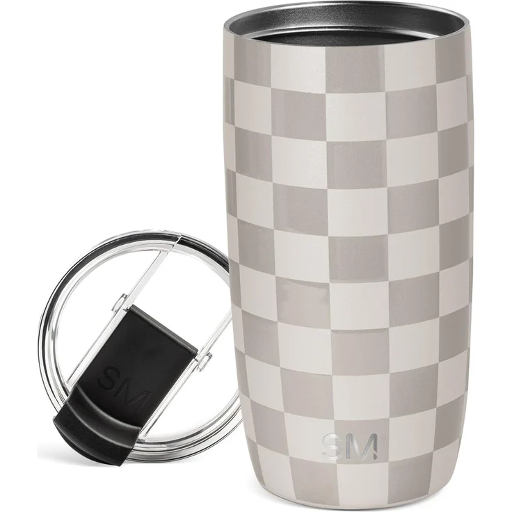 Simple Modern Thermobecher Kaffeebecher to go mit Klappdeckel | Isolierter Edelstahl-Kaffeebecher | Geschenke für Frauen und Männer | Voyager | 470ml | Checkmate