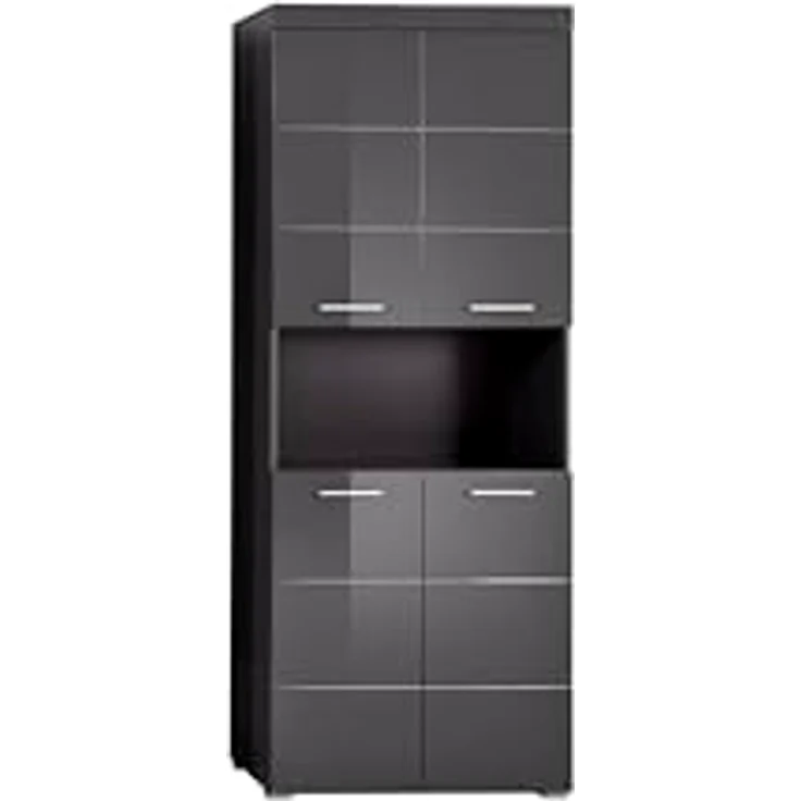 Trendteam 'Amanda' Hochschrank, Holz, Grau Hochglanz, 190 x 31 x 73 cm – Bild 2