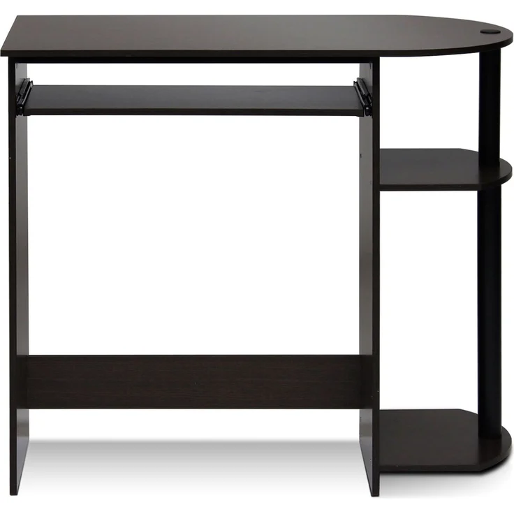Furinno Simplistic 80 cm breiter Gaming-Schreibtisch mit Tastaturablage, Computertisch mit abgerundeten Kanten, Büroschreibtisch, für Home Office, Schlafzimmer, Dunkelbraun