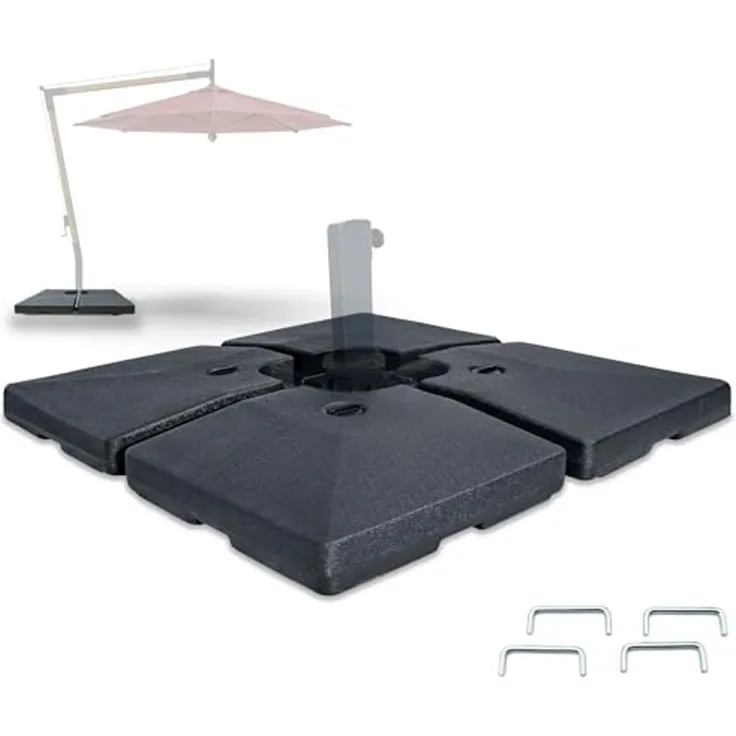 osoltus 4 x Einlegeplatten Ampelschirm Kreuzfuß befüllbar 92kg