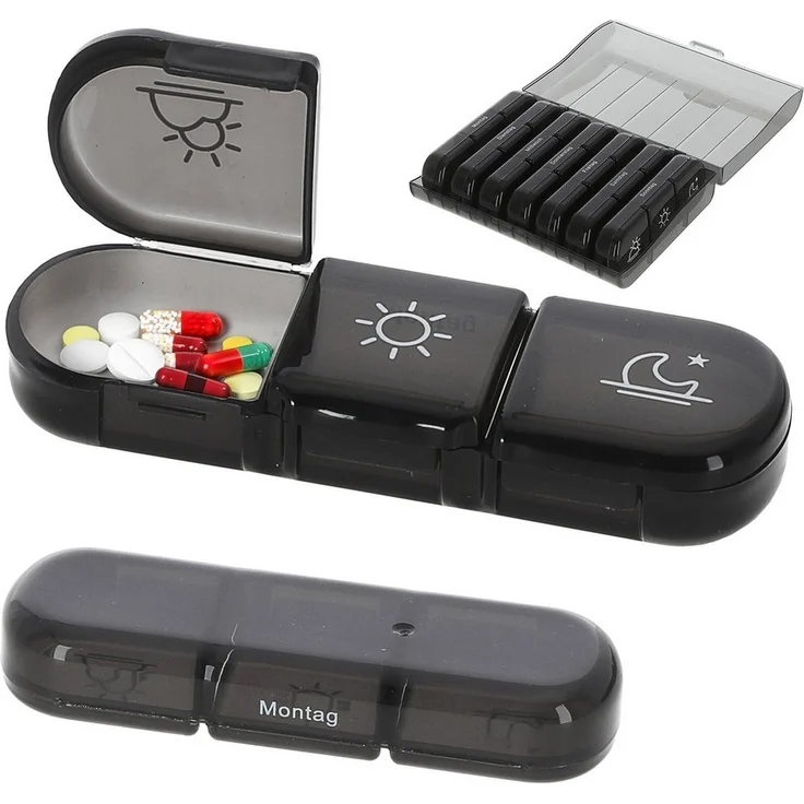 CEPEWA Pillendose Pillenbox 7 Tage Kunststoff 12x4x16cm Wochentag Tageszeit Einzelfächer – Bild 5