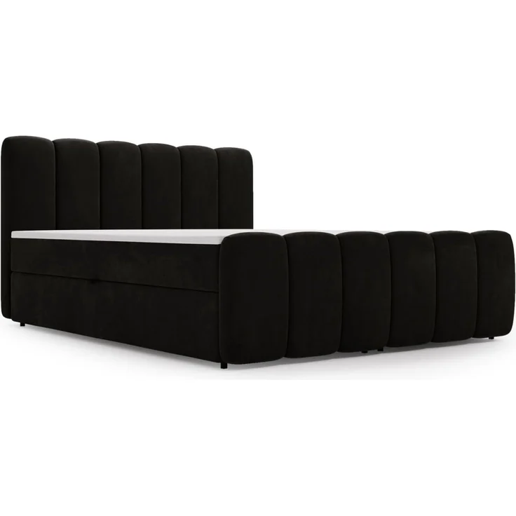 GRAINGOLD Cloud Boxspringbett 180x200, Bett mit Bettkasten, Velour-Stoff, mit Kopfteil, Schwarz – Bild 8