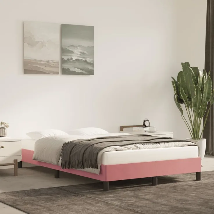vidaXL Bettgestell ohne Matratze Rosa 120x190 cm Samt 3269630