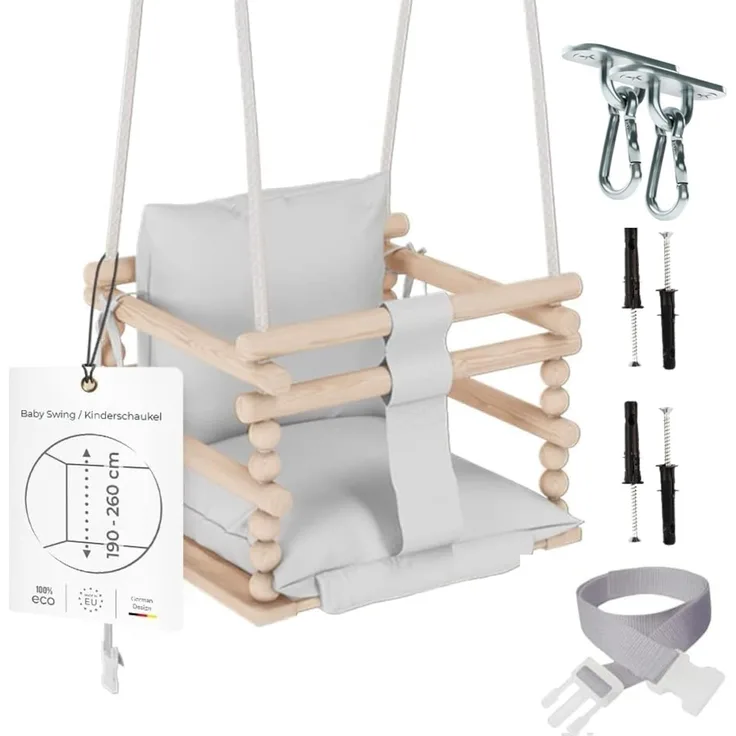 MAMOI® Babyschaukel Holz | Indoor Babyschaukel | Kinderschaukel indoor | Babyschaukel 3 in 1 + SICHERHEITSGURT | Holzschaukel Baby | Kleinkindschaukel | Kinderschaukel Holz | CE | 100% ECO | Made in EU
