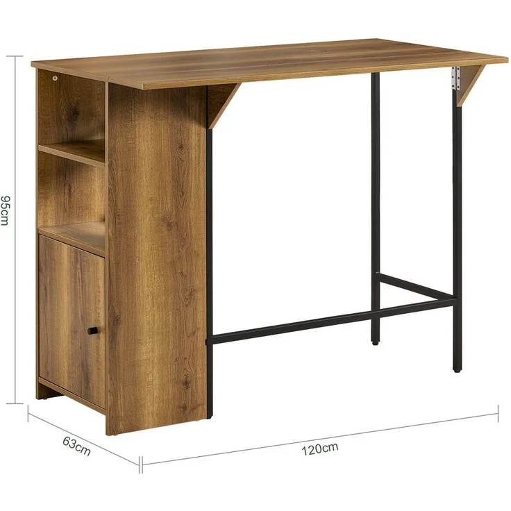 SoBuy FWT98-PF Bartisch, Spanplatte, Melamin, Braun, 110 x 105 x 50 cm – Bild 3