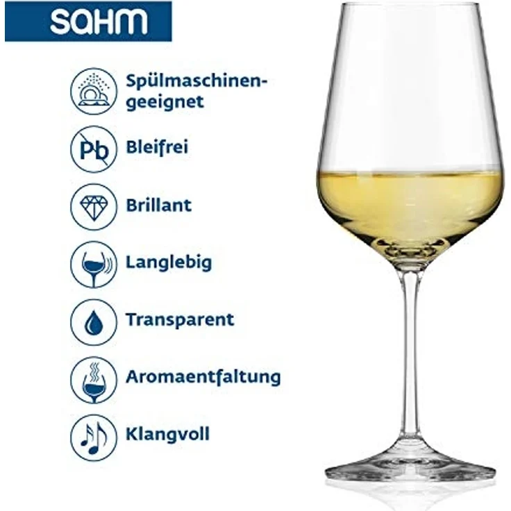 SAHM Weißweinglas Weingläser Weisswein Set 6 Stk - Weissweingläser 360ml, Edles Glas – Bild 3
