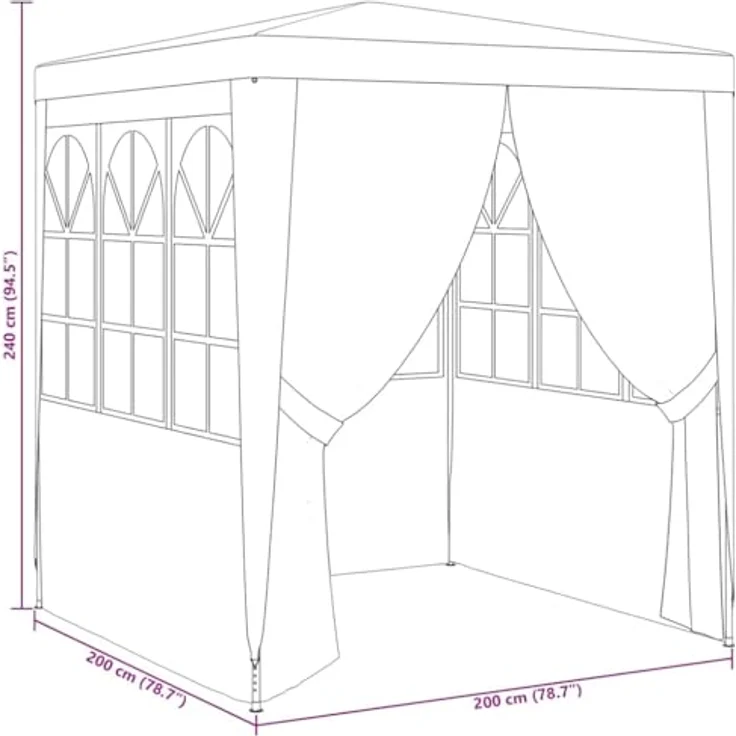 vidaXL Profi Partyzelt mit Seitenwänden UV-beständig Wasserbeständig Pavillon Festzelt Gartenpavillon Gartenzelt Garten Bierzelt 2x2 m Grün 90g/m² – Bild 4