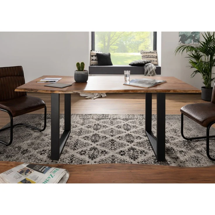 Baumtisch Akazie 140x90x76 natur Beine anthrazit matt FREEFORM 3 – Bild 3