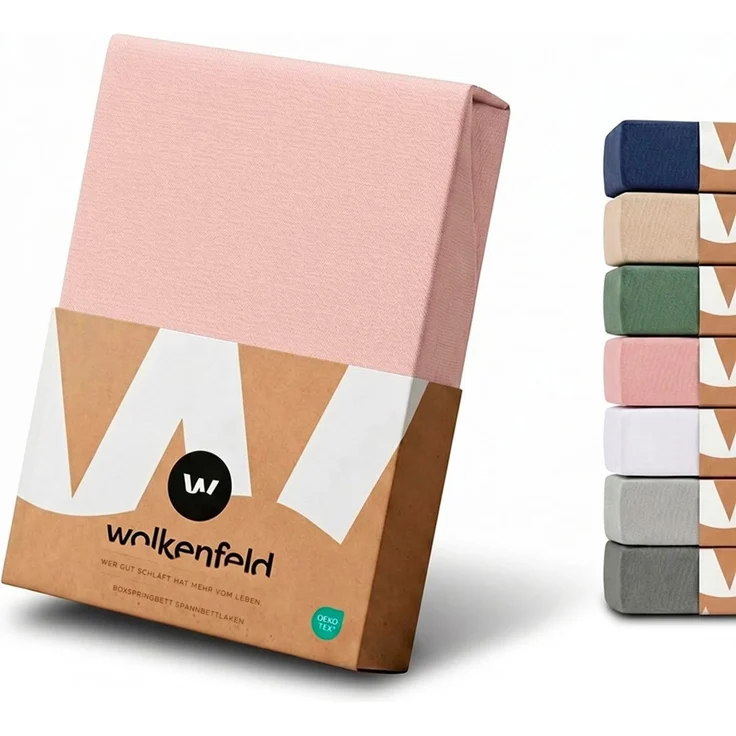 Wolkenfeld Spannbettlaken 100% Baumwolle - Superweiches Bettlaken für Matratzen von 5 bis 20cm, Jersey, Gummizug: rundum, (1 Stück), Rutschfest & Blickdicht - 90x200, 140x200, 160x200, 180x200 200x200 – Bild 1