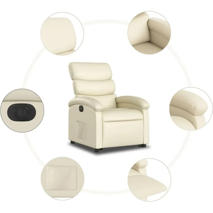 vidaXL Relaxsessel mit Aufstehhilfe Elektrisch Creme Kunstleder 3204055 – Bild 11