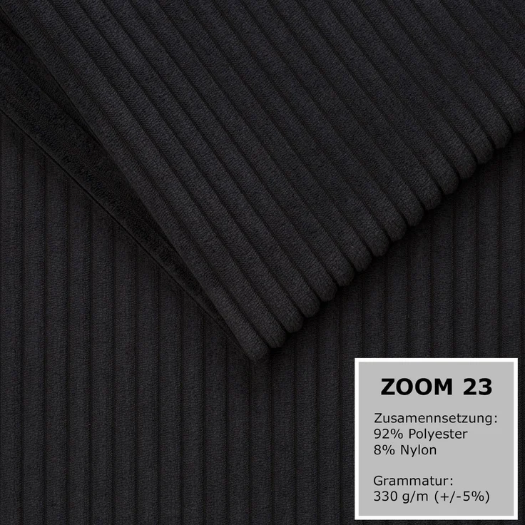 Ecksofa MODENA 320x185 cm – Stoff: ZOOM 23 Farbe: Schwarz – Bild 5