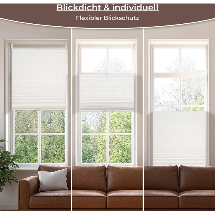 Allesin Plissee ohne Bohren Plissees Klemmfix Weiß 50x100 cm(BxH), Plisseerollo Faltrollo mit Klemmträger, Jalousie Rollos für Fenster und Tür, Sichtschutz und Sonnenschutz – Bild 4