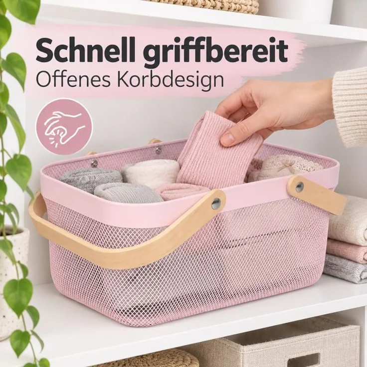 Relaxdays Eckiger Drahtkorb mit Henkeln – Bild 6
