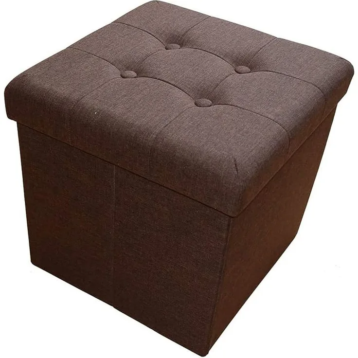 Style home Sitzhocker Sitzbank mit Stauraum, Faltbare Aufbewahrungsbox Sitztruhe Sitzwürfel Fußablage, belastbar bis 300 kg, aus Leinen, 38 * 38 * 38 cm (Dunkelbraun)