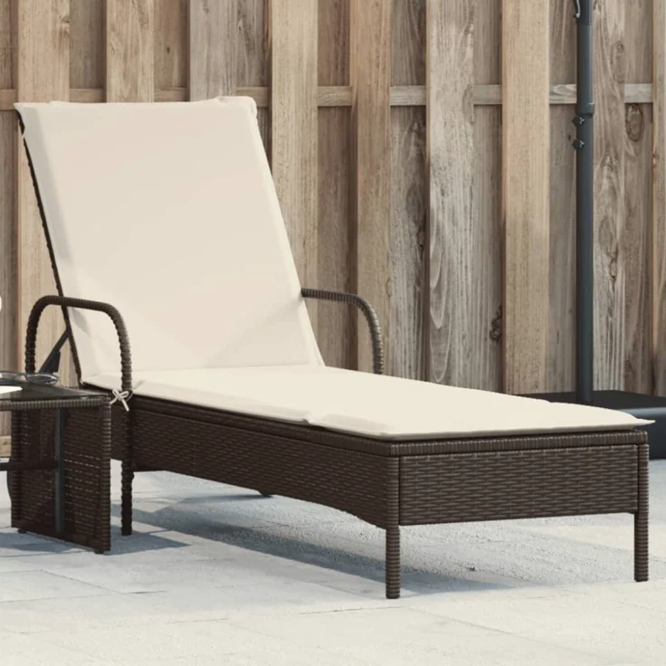 vidaXL Sonnenliege mit Rollen und Auflage Braun Poly Rattan 368309 – Bild 1