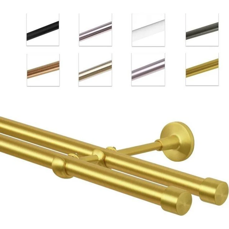 MDEKOR Gardinenstange Vorhangstange 19mm, 2-läufig, 2-läufig Wandmontage, 120 cm Messing Gold – Bild 4