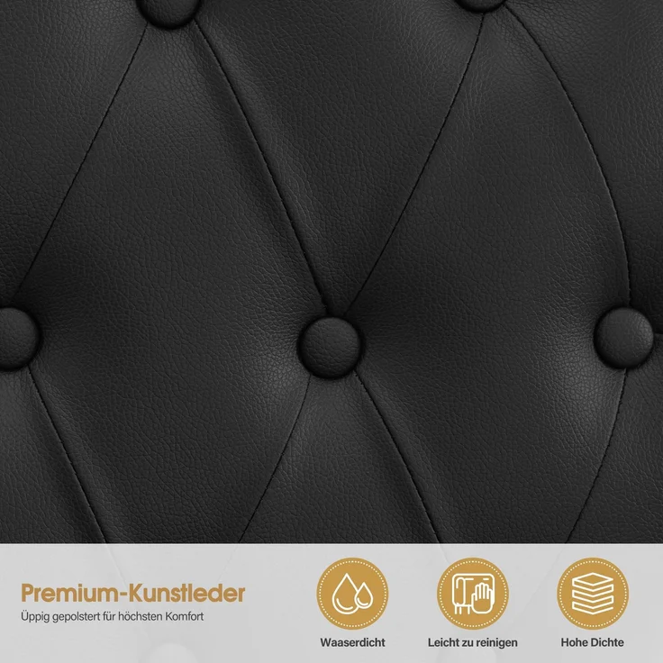 BarberPub Friseurstuhl mit Kopfstütze Kippbar, Friseureinrichtung mit Hydraulikpumpe 360° Drehbar, Höhenverstellbarer Bedienungsstuhl mit Vintage Stil, Kunstleder, 2933GD-F (Gold-Schwarz) – Bild 7