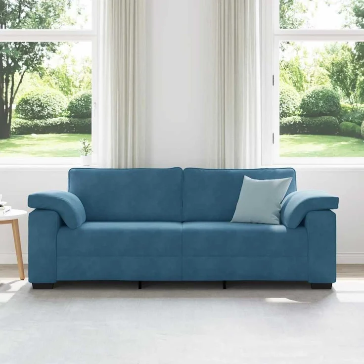 vidaXL 3-Sitzer-Sofa Blau 220x77x82 cm Samt 4105286 – Bild 3