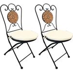 2x Mosaik Klappstuhl Terrakotta mit Polster