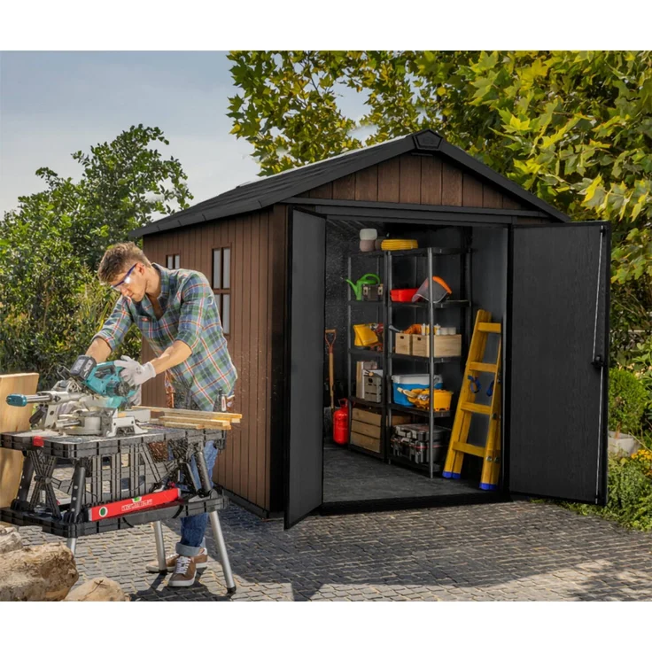 Dmora Gartenhaus Kincardine, Gartenhütte, Gartenhaus, Werkzeugschuppen, 230x350 h246 cm, Braun – Bild 4