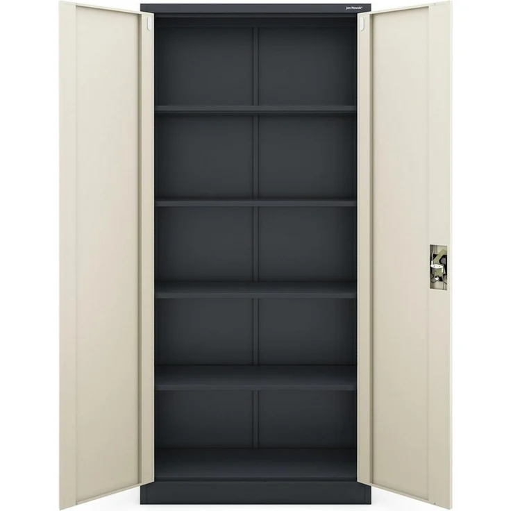 Jan Nowak Metallschrank abschließbar Aktenschrank Büroschrank Stahlschrank mit 4 verstellbaren Fachböden, Ordnerschrank für Büro Kanzlei Archiv Arbeitszimmer, 195 x 90 x 40 cm – Bild 4