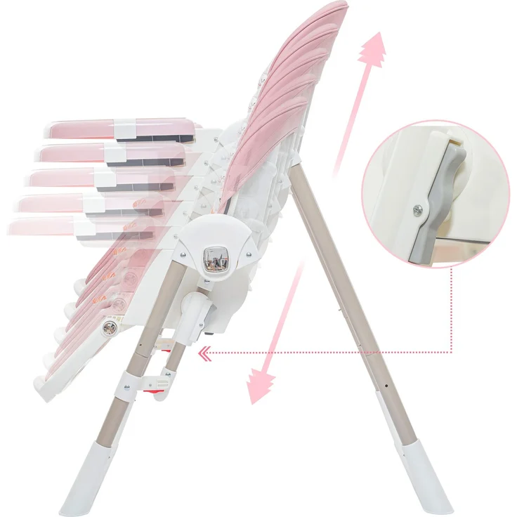 Baby Vivo 3in1 Kinderhochstuhl / Babywippe höhenverstellbar für Kinder - Lulu in Rosa – Bild 5