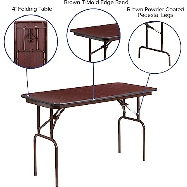 Flash Furniture Frankie Klapptisch aus Mahagoni, Melamin, Laminat, 122 cm – Bild 4