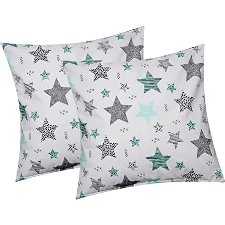 Heubergshop Kissenbezug, (2 Stück), 40x40cm Kissenhülle Sterne Kreise Punkte 100% Baumwolle (560/1-40x40) – Bild 2