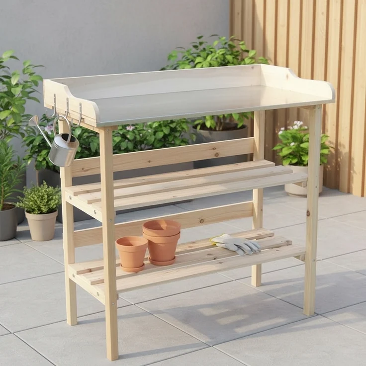 Holz Pfanztisch Holztisch Gartentisch Gärtnertisch Tisch Gewächshaus Garten – Bild 1