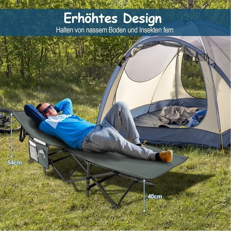 COSTWAY Feldbett Campingbett klappbar, leicht mit Tragtasche – Bild 2