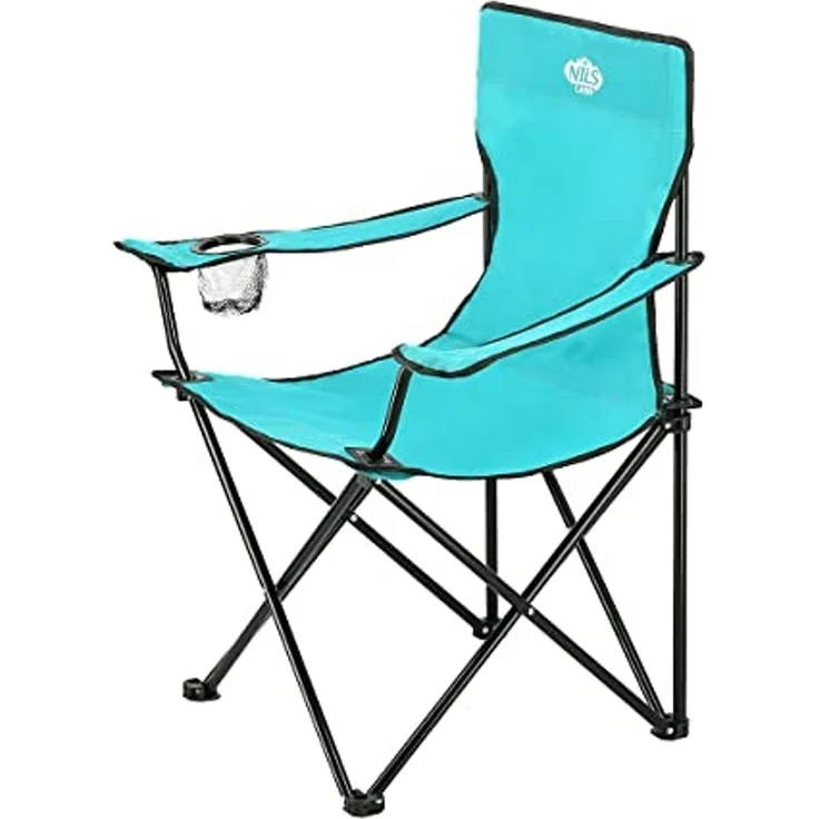 NILS Faltbarer Campingstuhl Anglerstuhl Stabiler Outdoor-Stuhl mit Tragetasche Türkis – Bild 3