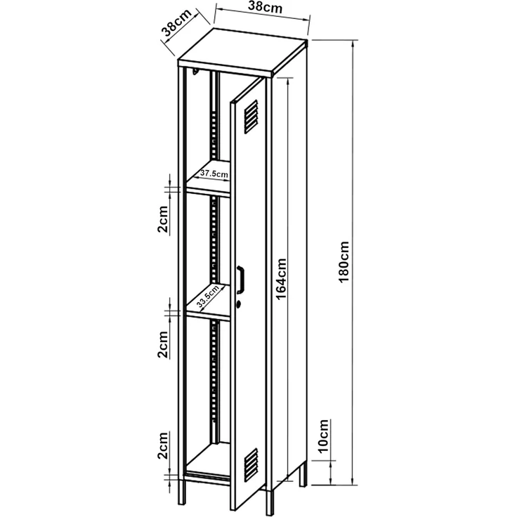 Kleiderschrank Seinäjoki 180x38x38 cm Weiß [en. casa] – Bild 5