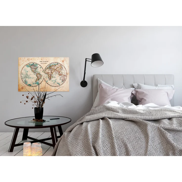 Leinwandbild Antike Weltkarte Beige 90x60 DD120339 Wandbild Leinwand Wohnzimmer – Bild 3